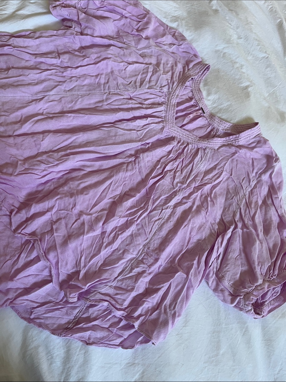 Free people pink vneck oversized high low short sleeve blouse